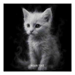 Fantasy Cute White Smoke Kitten Poster