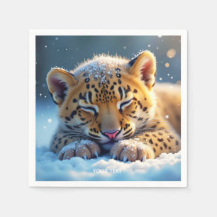 Fantasy Cute Winter Baby Leopard Napkin
