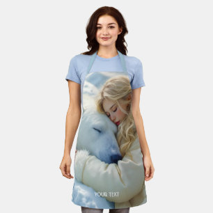 Fantasy Cute Winter Bear Girl Apron