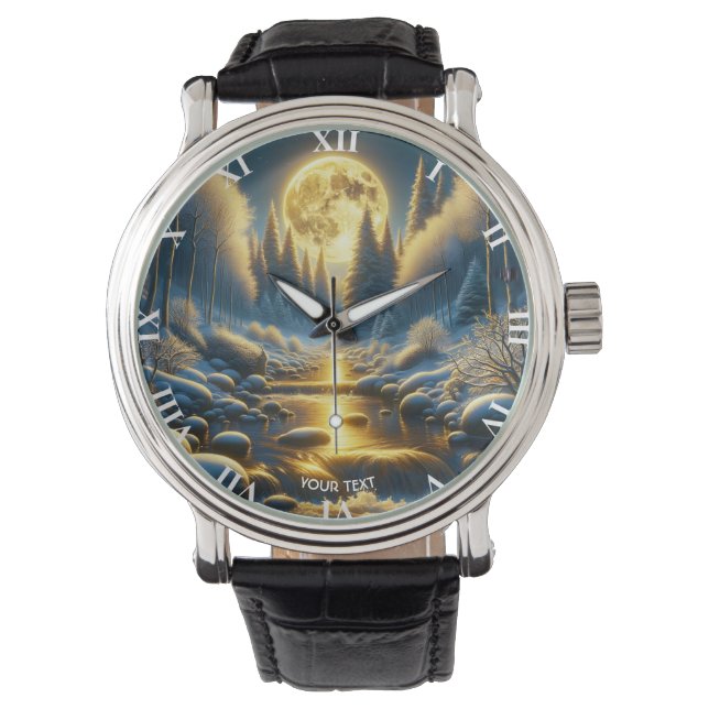 Fantasy Cute Winter Moon River Watch (Front)