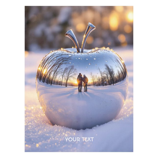 Fantasy Cute Winter Snow Apple Tablecloth (Front)