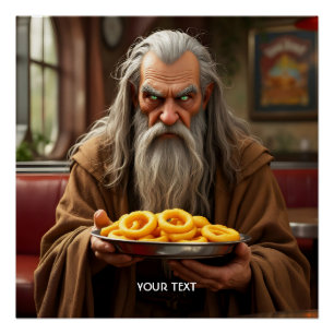 Fantasy Cute Wizard Onion Rings Poster