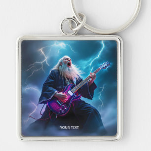 Fantasy Cute Wizard Playing Guitar Keychain