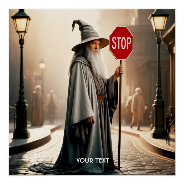 Fantasy Cute Wizard Sign Stop (Front)