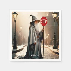 Fantasy Cute Wizard Sign Stop Napkin