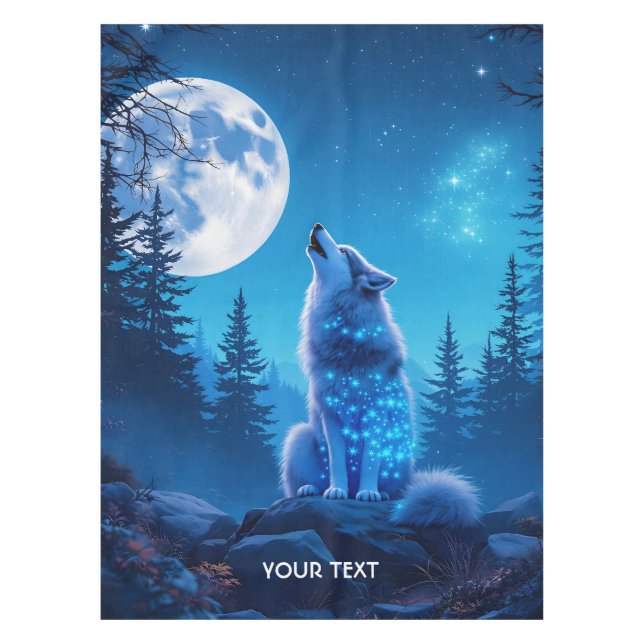 Fantasy Cute  Wolf Double Exposition  Tablecloth (Front)