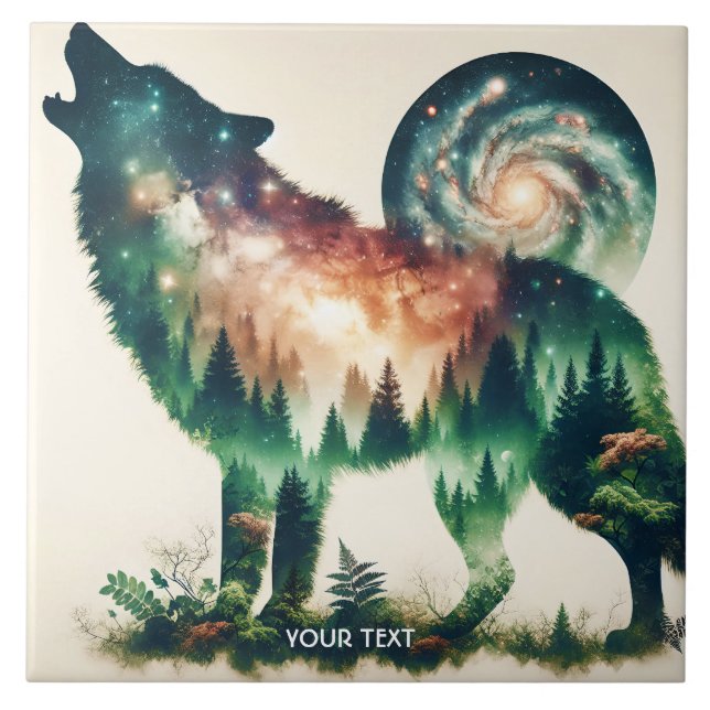 Fantasy Cute Wolf Double Exposition Tile (Front)