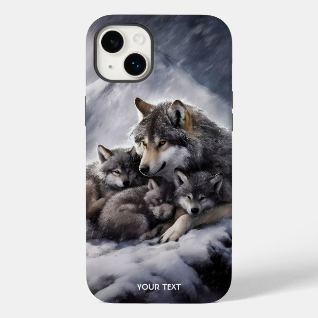 Fantasy Cute Wolf Family Winter Case-Mate iPhone Case (Back)