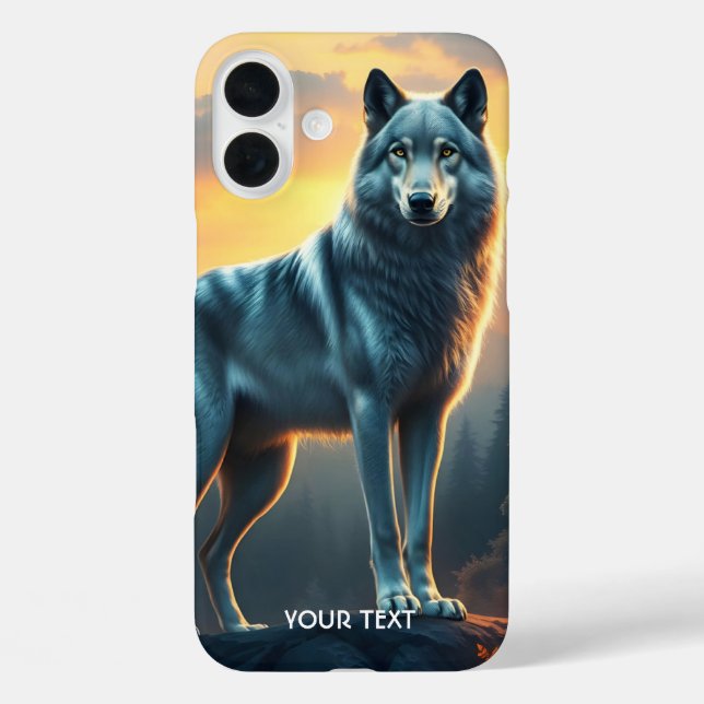 Fantasy Cute Wolf On Rock Case-Mate iPhone Case (Back)