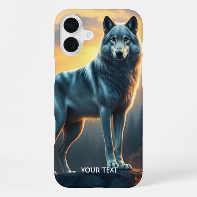 Fantasy Cute Wolf On Rock iPhone Case (Back)