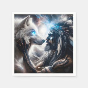 Fantasy Cute Wolf Tribal Man Napkin