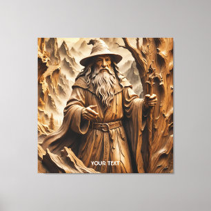 Fantasy Cute Wooden Carving Wizard Canvas Print