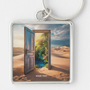 Fantasy Cute Wooden Door Desert Keychain