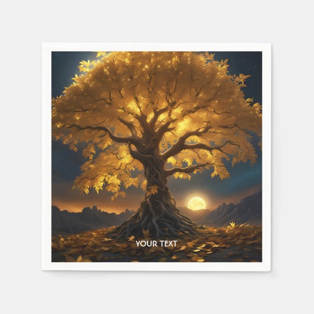 Fantasy Cute Yellow Tree Moon Napkin (Front)