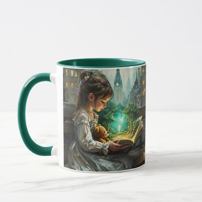 Fantasy Cute Young Girl Reading Mug (Left)