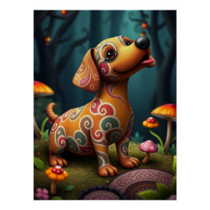 Fantasy Dachshund Puppy Art Poster