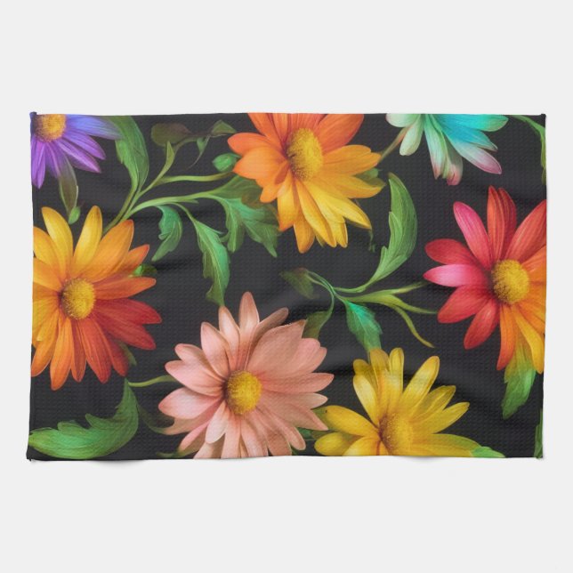 Fantasy Daisy Pattern Kitchen Towels (Horizontal)