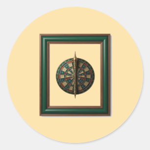 Fantasy Dart Board With Futuristic Dart Classic Round Sticker