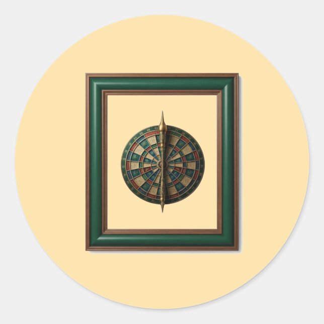 Fantasy Dart Board With Futuristic Dart Classic Round Sticker (Front)