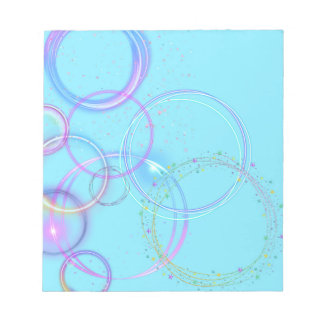 Fantasy Design with Circles & Stars on Aqua Notepad