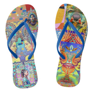 FANTASY DESIGNER COLLAGE FLIP FLOPS