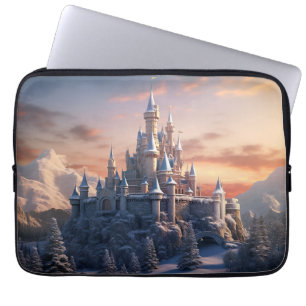Fantasy digital castle in the mountains laptop sleeve