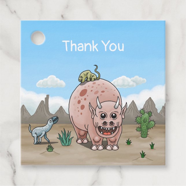 Fantasy dinosaur favour tags (Front)