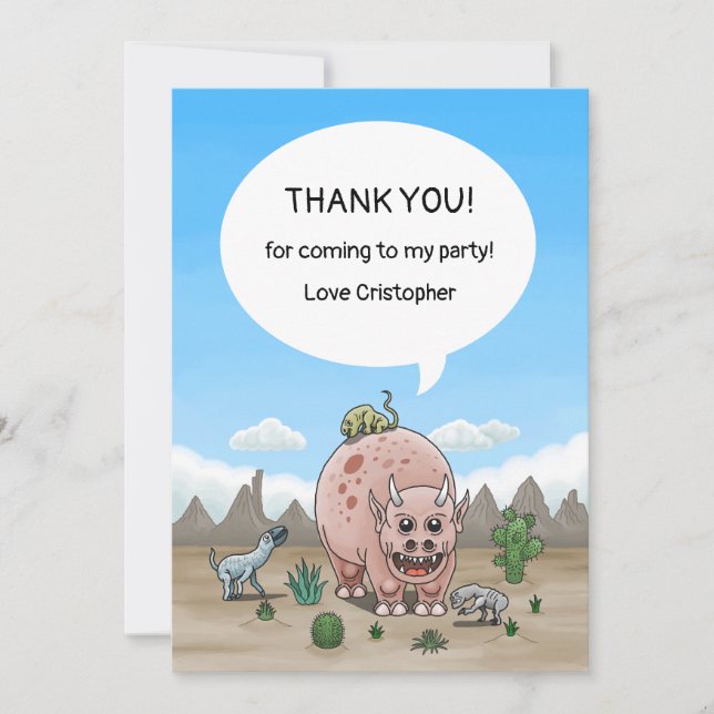Fantasy dinosaur thank you card (Front)