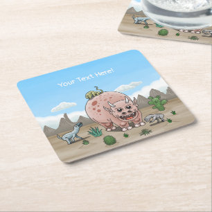 Fantasy Dinosaurs Square Paper Coaster