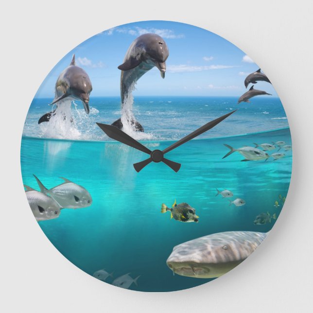 Fantasy Dolphins Wall Clock (Front)