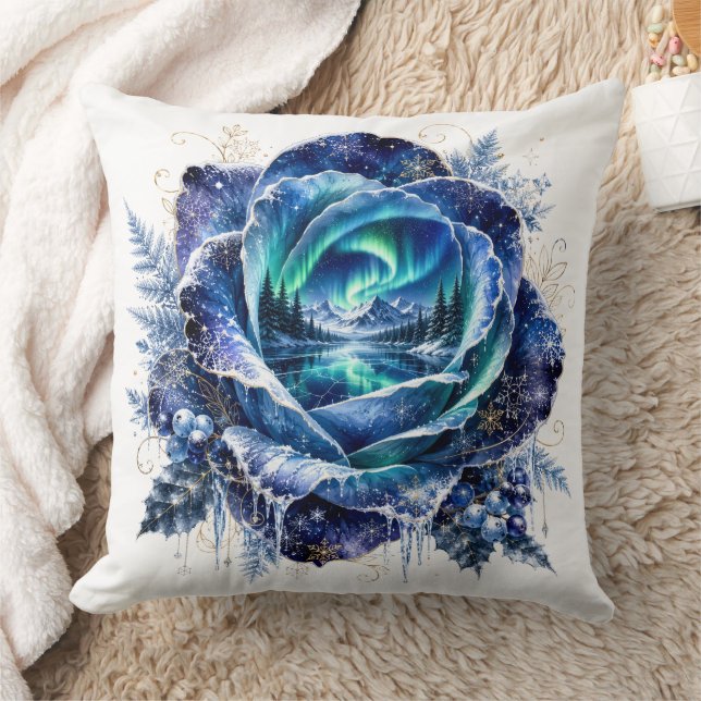 Fantasy Double Exposure Flowers Throw Pillow (Blanket)