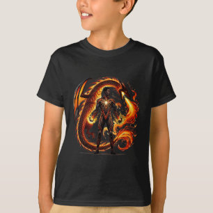 Fantasy Dragon African American Black Man Superher T-Shirt