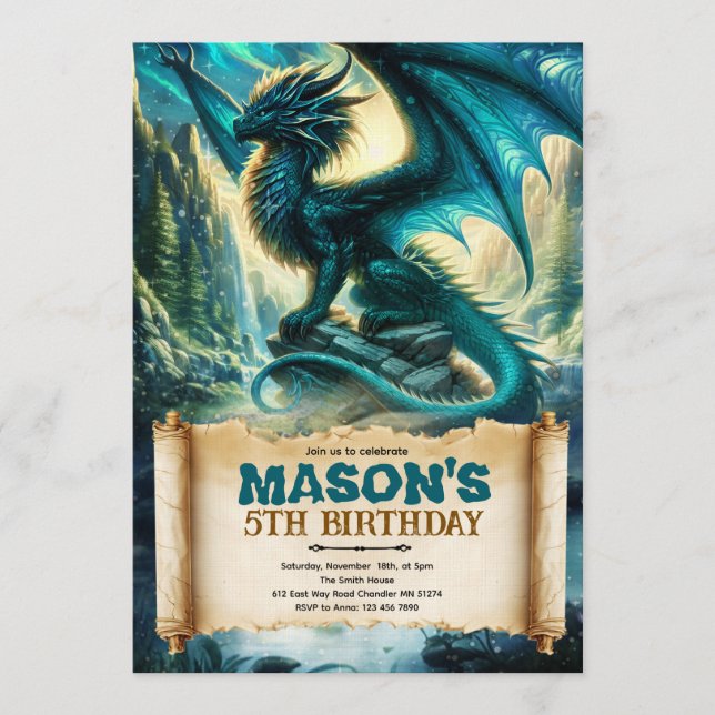 Fantasy Dragon Birthday Invitation (Front)