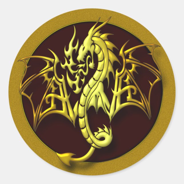FANTASY DRAGON CLASSIC ROUND STICKER (Front)