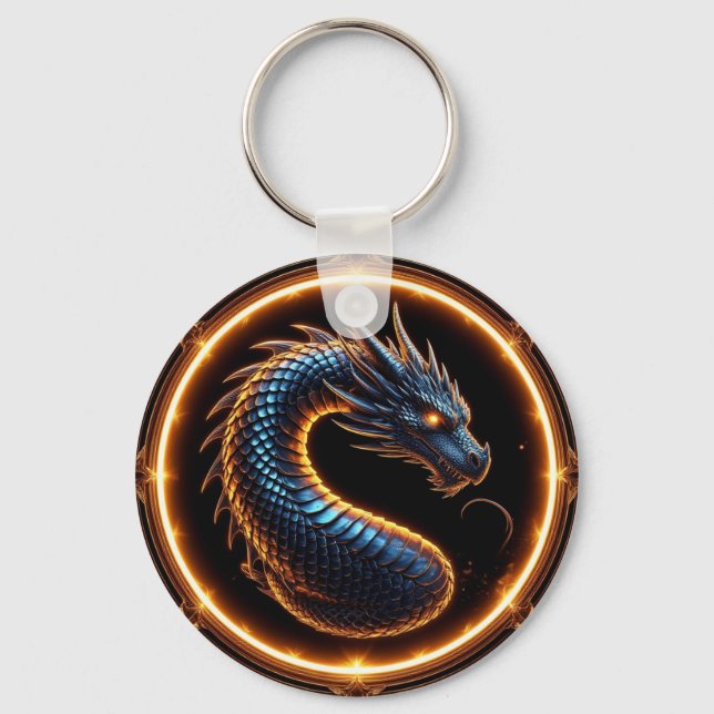 ✨ Fantasy Dragon Crest Ring Frame Emblem ✨ Keychain (Front)