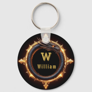 ✨ Fantasy Dragon Custom Name Ring Keychain
