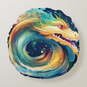 Fantasy Dragon Dream Animal 11 Round Pillow