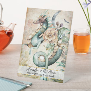 Fantasy Dragon Fairytale Wedding Pedestal Sign