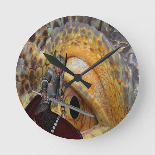 Fantasy Dragon Folk Tale Round Clock (Front)