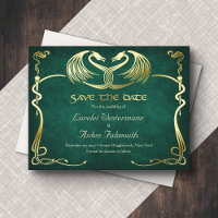 Fantasy Dragon Green Wedding Save the Date Card