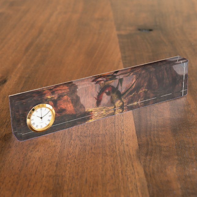 Fantasy dragon in the mountains nameplate (Side)