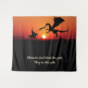 Fantasy Dragon  Knight Inspirational Motivational Tapestry
