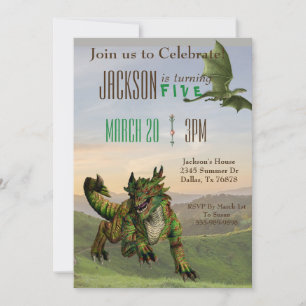 Fantasy Dragon Magic Serpent Birthday Party Invitation