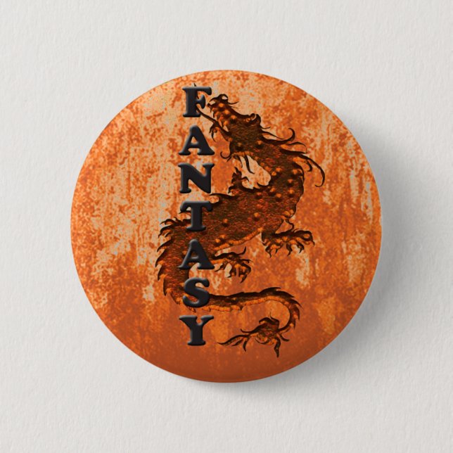 FANTASY dragon on rust 2 Inch Round Button (Front)