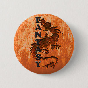 FANTASY dragon on rust 2 Inch Round Button