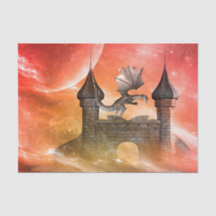Fantasy, dragon on the castle tissue paper