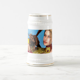 Fantasy Dragon Princess Digital Art Beer Stein