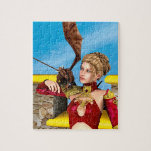 Fantasy Dragon Princess Digital Art Jigsaw Puzzle