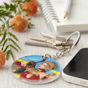 Fantasy Dragon Princess Digital Art Keychain