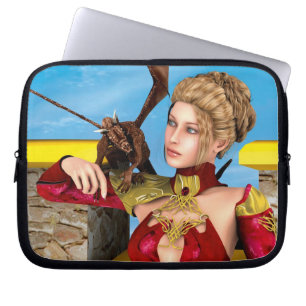 Fantasy Dragon Princess Digital Art Laptop Sleeve